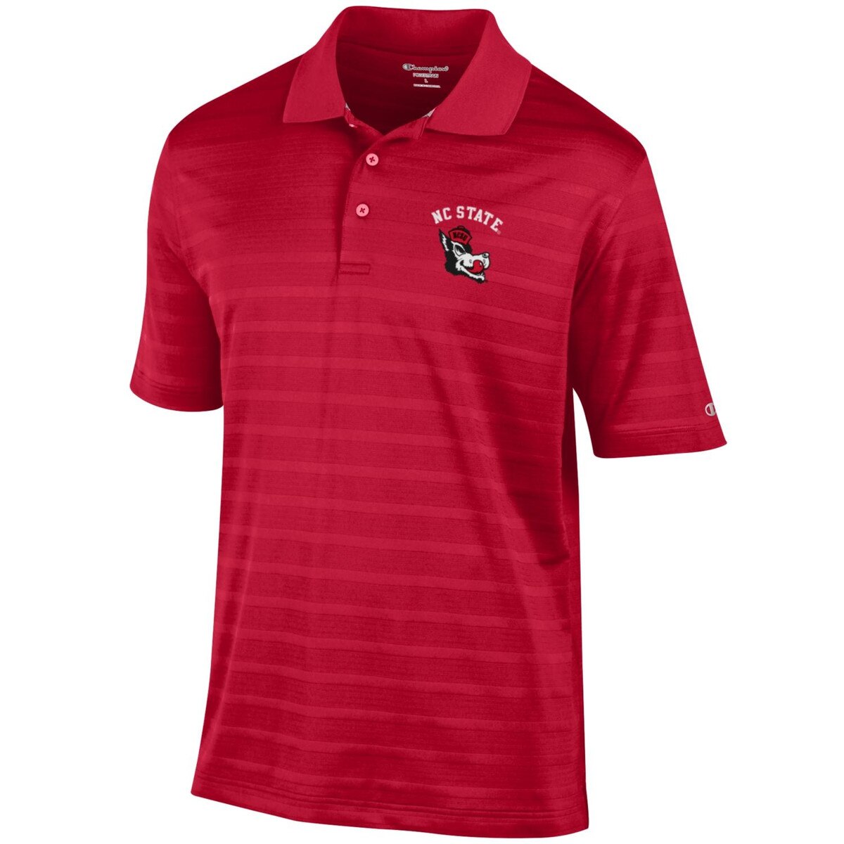 Red Textured Stripe Polo - NC State